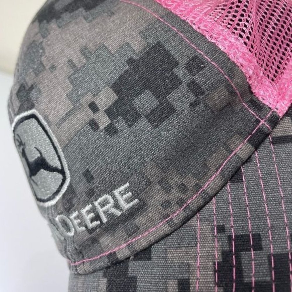 John Deere Gray & Pink Camo Adjustable Hat - Picture 4 of 13